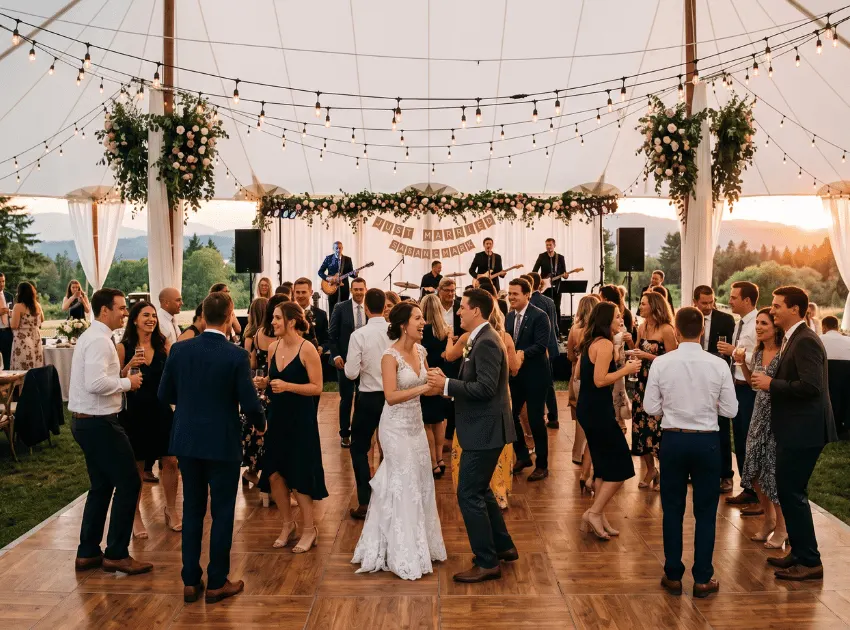 Dance floor rental for outdoor wedding