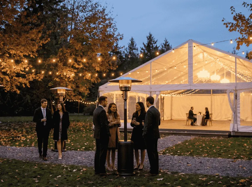 Event heating rental for outdoor wedding
