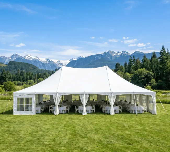 Outdoor tent rental setup
