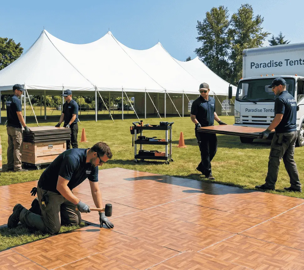 Professional dance floor setup and delivery