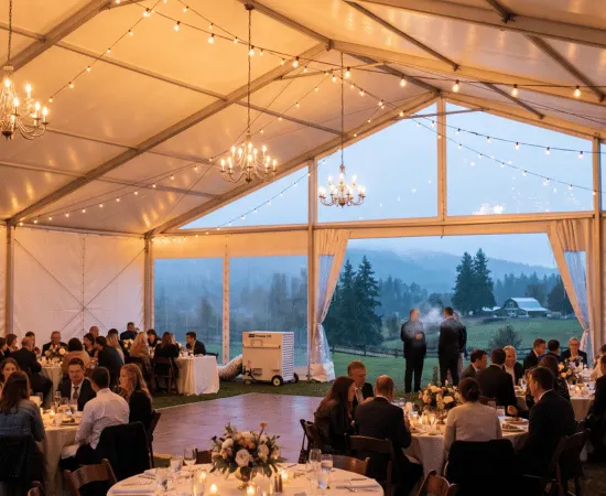 Tent heater rental for winter event